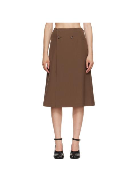 MM6 Maison Margiela Brown Double Breasted Midi Skirt