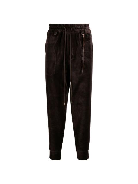 tapered velour track pants