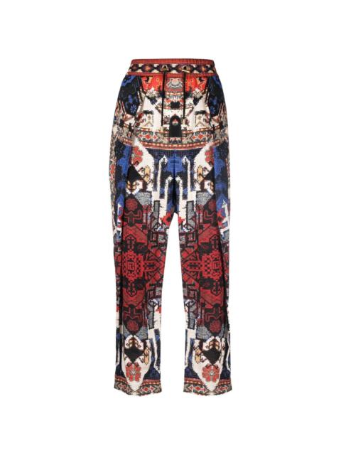 abstract pattern-print cropped trousers