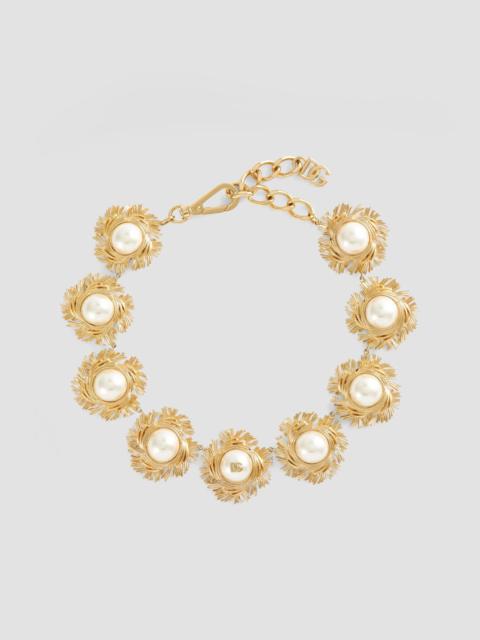 Dolce & Gabbana Women's Goldtone & Imitation Pearl Logo Necklace - Gold