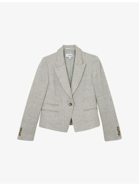 REISS Ezra Cropped Linen-Blend Blazer