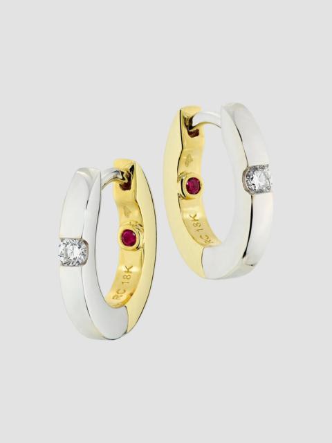 ROBERTO COIN Women's Tiny Treasures Two-Tone 18K Gold & 0.08 TCW Diamond Huggie Earrings - Yellow Gold