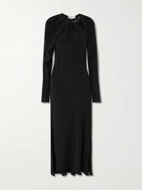 Victoria Beckham Chain-embellished Draped Silk Midi Dress