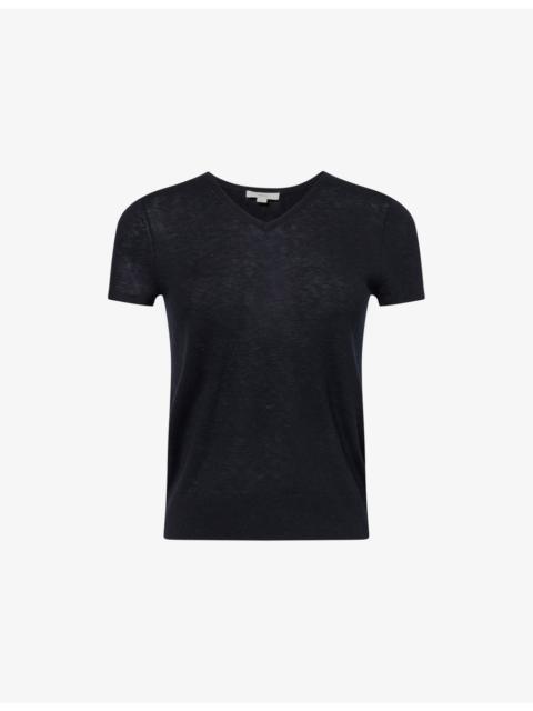 Vince V-Neck Short-Sleeve Wool Top