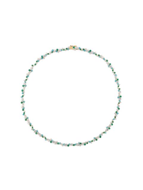 14K Gold Tri-Stone Cocktail Eternity Necklace multi