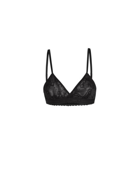 Moonogram Flocked Mesh Bra