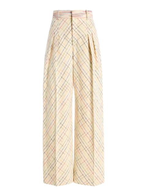 ROSIE ASSOULIN Wide Leg Pleated Silk Pants