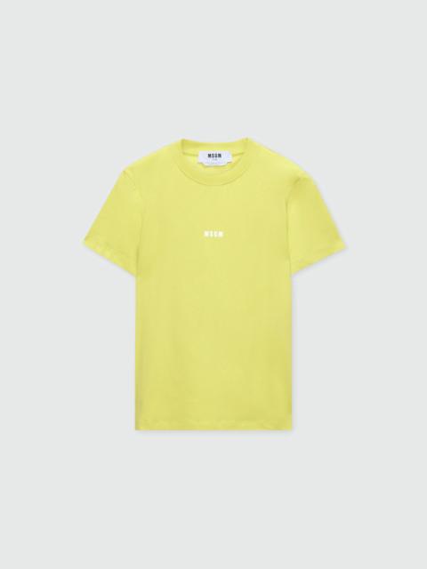 MSGM Lime short-sleeve cotton jersey T-shirt with micro logo on the front