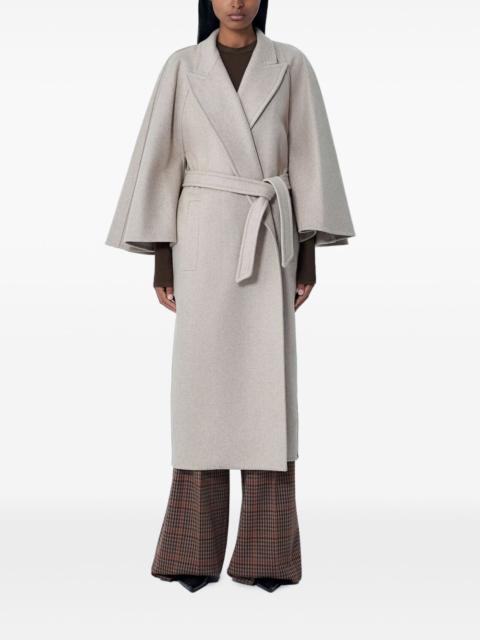 Max Mara peak-lapels self-tie coat