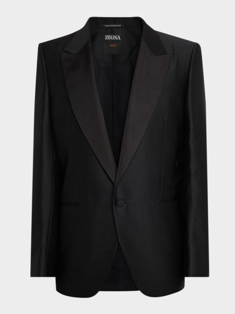 ZEGNA Men's Micro-Jacquard Peak Lapel Dinner Jacket