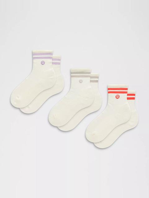 lululemon Unisex Daily Essential Quarter Socks 3 Pack *Stripe