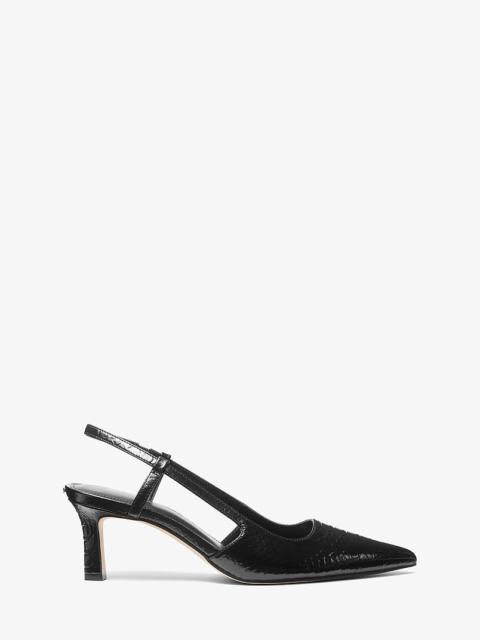 MICHAEL KORS Alora Snake Embossed Leather Slingback Pump