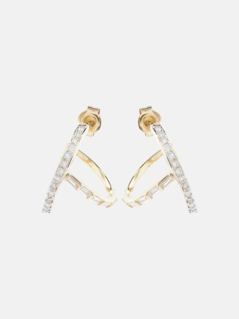 MATEO 14kt Y-bar gold hoop earrings with diamonds