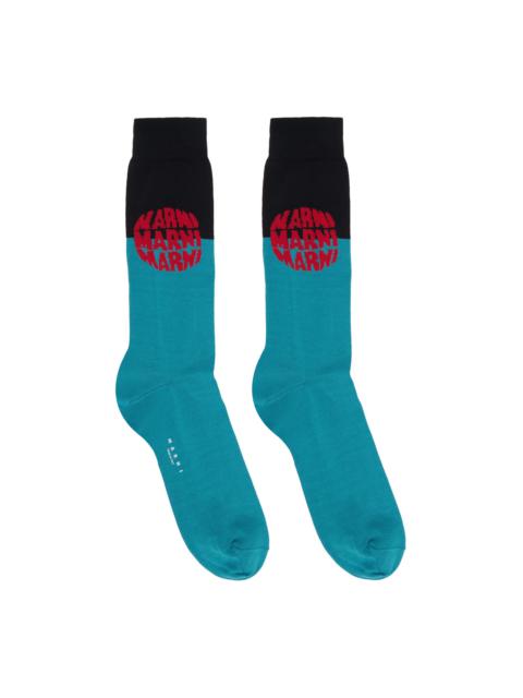 Black & Blue Dot Logo Socks