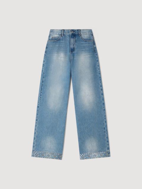 Sandro RHINESTONE STRAIGHT-LEG JEANS
