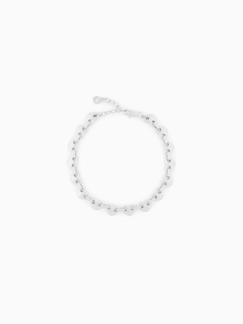 EMPORIO ARMANI SILVER-TONE BRASS HEART CHAIN NECKLACE