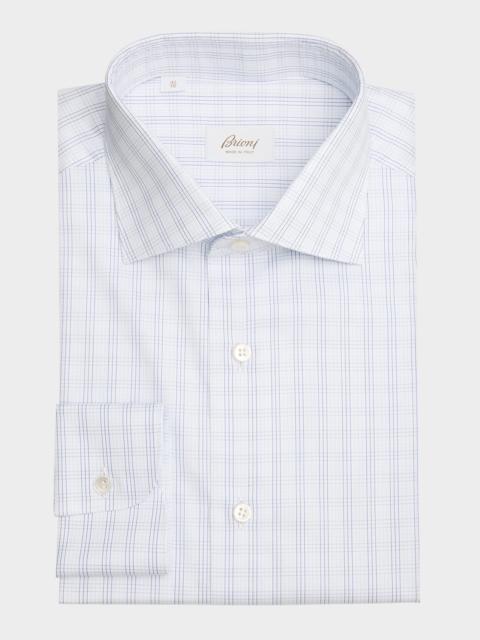 Brioni Men's Cotton Graph Check Dress Shirt