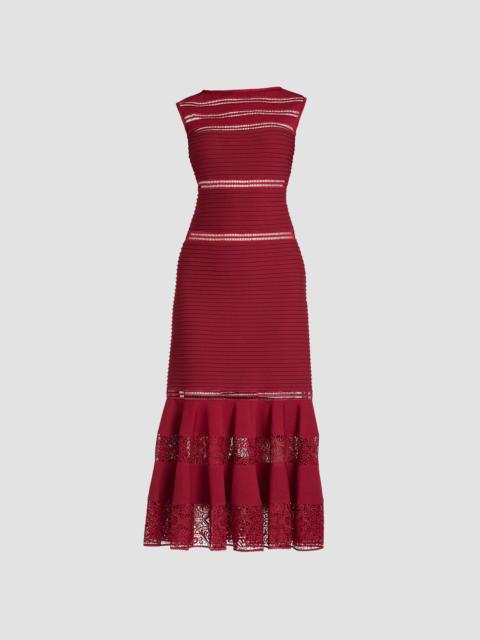 TADASHI SHOJI Women's Fiora Lace-Trim A-Line Midi Dress - Midnight Merlot