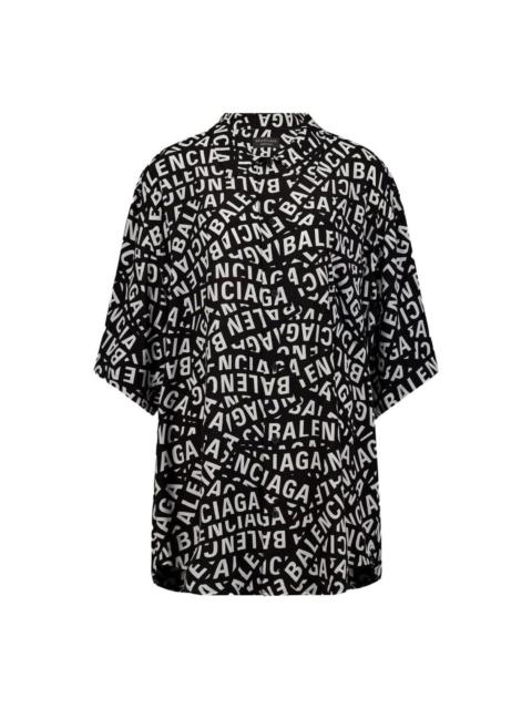 BALENCIAGA Balenciaga Logo Strips Minimal Short Sleeve Shirt 'Black' 681813TML21-1269