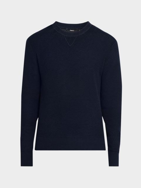 Theory Men's Myhlo Cotton Knit V-Stitch Crewneck Sweater
