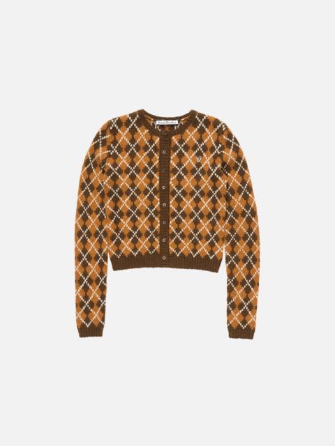 Acne Studios Bouclé Argyle Knit Cardigan - Brown/orange