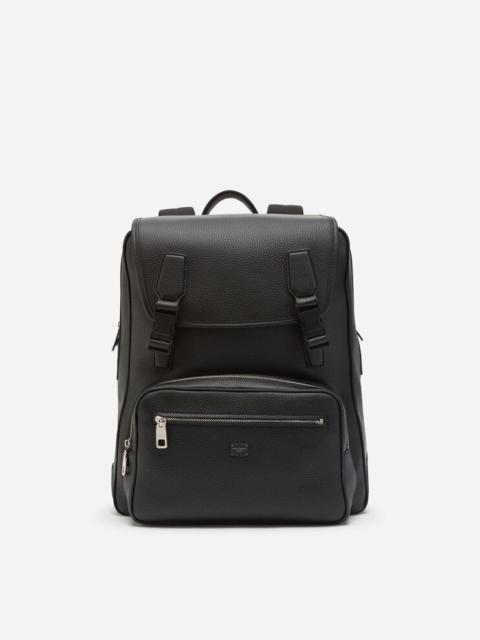 Dolce & Gabbana Palermo backpack in hammered calfskin with branded plate