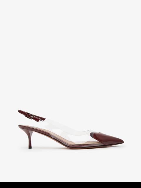 Alaïa Coeur 55 dark red patent slingbacks