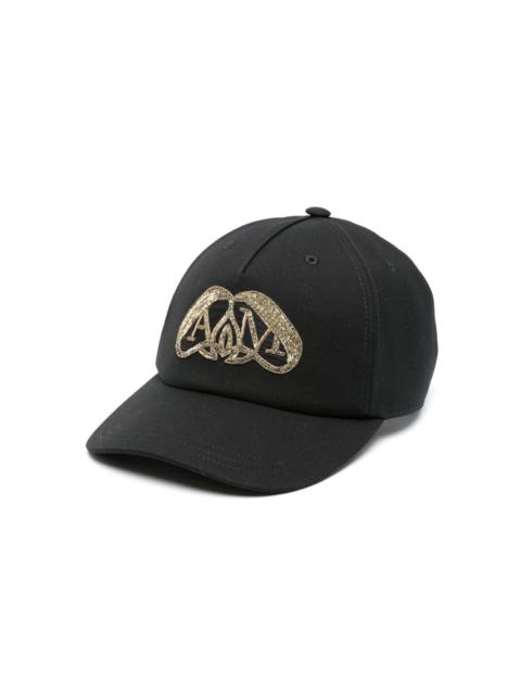 logo-embroidered wool cap