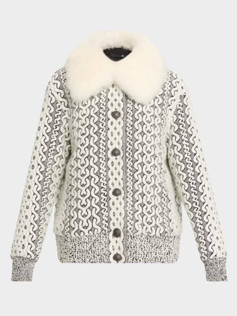 Moncler Grenoble Beille Bomber Jacket with Detachable Shearling Collar