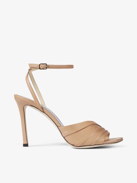 JIMMY CHOO Basil Sandal 95 Caramel Nappa Leather Sandals