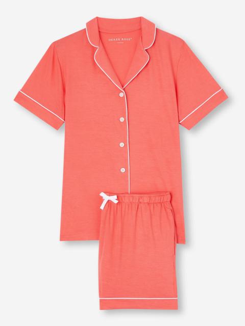 Derek Rose Women's Short Pajamas Lara Micro Modal Stretch Coral