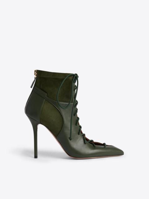 MALONE SOULIERS Montana 100 Green Leather & Suede Ankle Boots