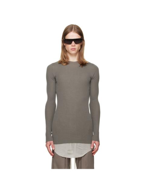 Rick Owens Gray Tower Ribbed Round Neck Sweater