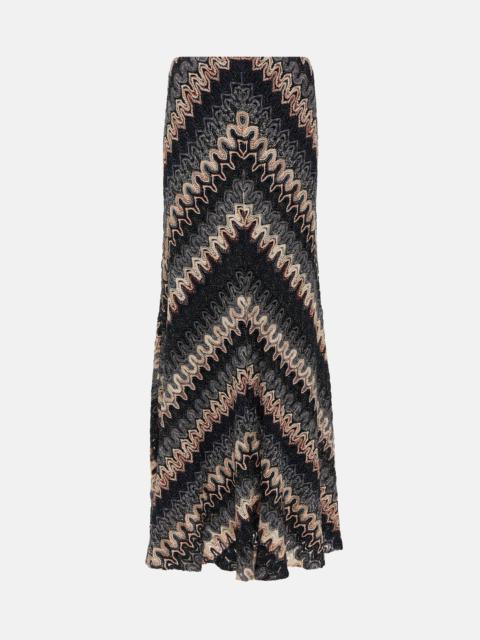 Zig Zag metallic knit maxi skirt