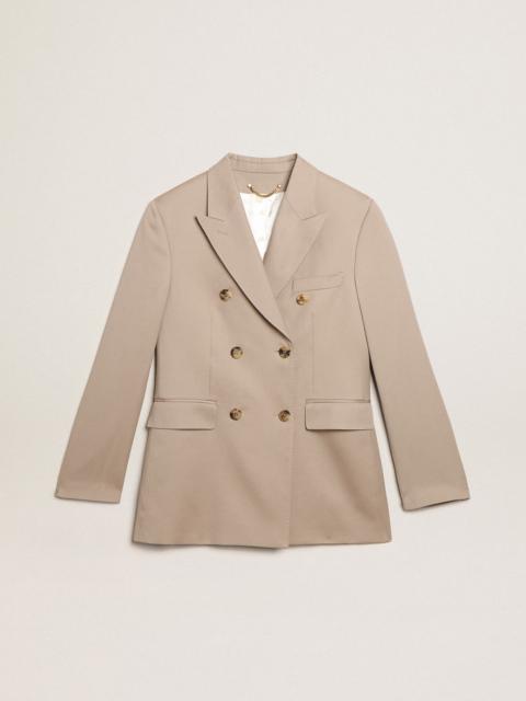 Golden Goose Double-breasted blazer in light beige wool gabardine