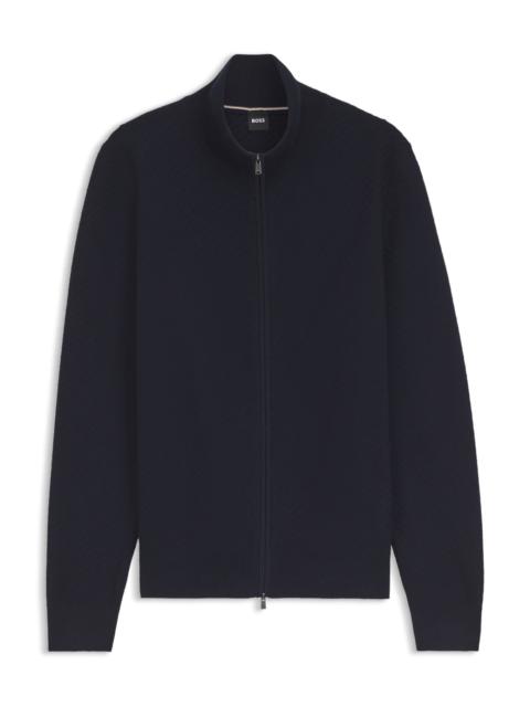 BOSS COTTON CARDIGAN WITH DIAGONAL STRUCTURE