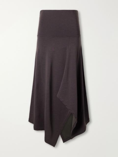 Lemaire Relaxed asymmetric wool-blend jersey midi skirt Brown