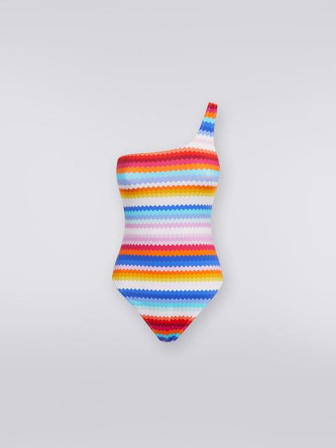 Missoni Zigzag print one-shoulder one-piece swimming costume