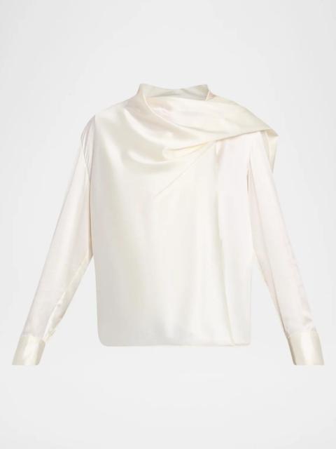 A.L.C. Nadine Draped Silk Scarf Top