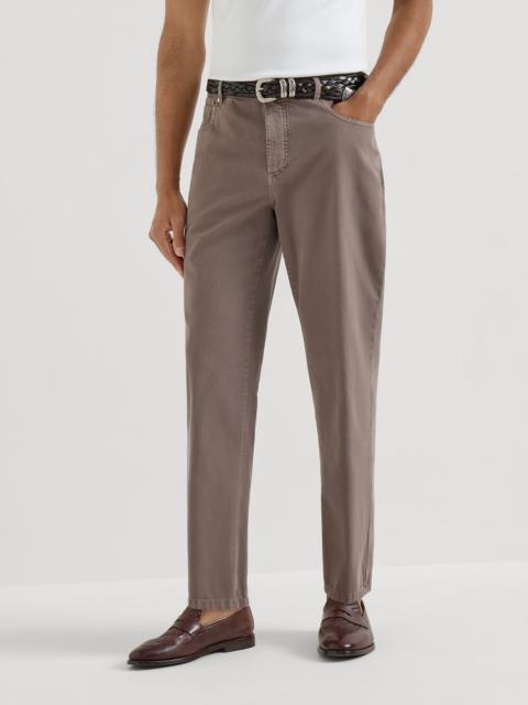 Brunello Cucinelli Garment-dyed five-pocket trousers in twisted cotton gabardine
