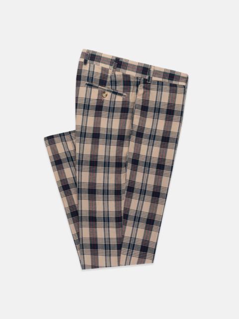 J. PRESS TAN & NAVY MADRAS TROUSERS- TRIM FIT