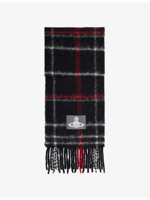 Vivienne Westwood Checked Brand-Patch Wool-Blend Scarf