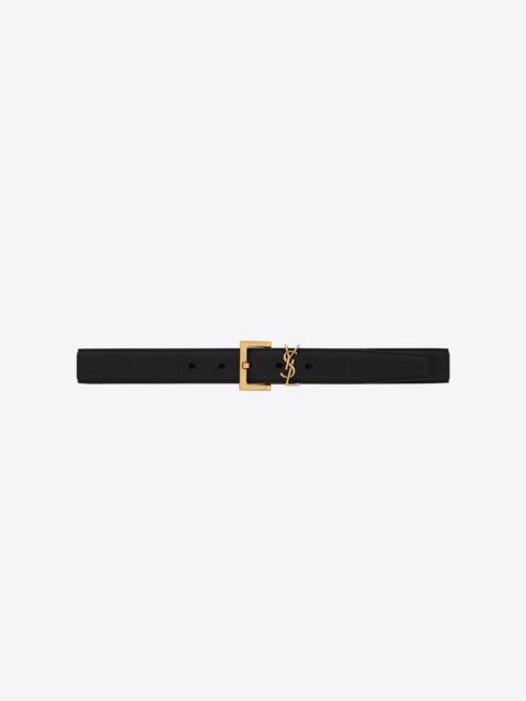 SAINT LAURENT monogramme belt with square buckle in grained leather