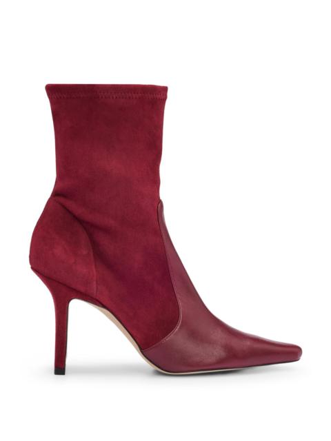BOSS ANKLE BOOTS IN SUEDE AND LEATHER WITH SIDE ZIP