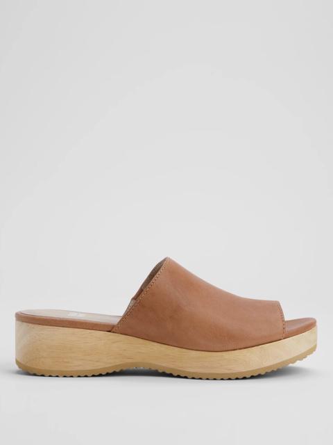 EILEEN FISHER Novel Tumbled Leather Wedge Sandal