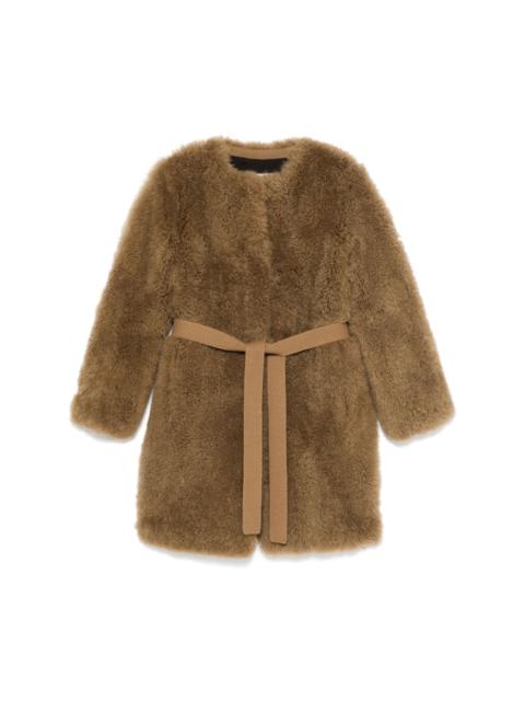 collarless fur coat