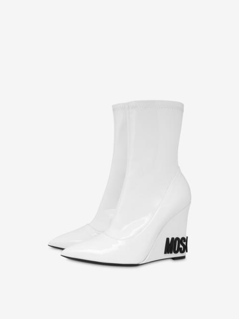 Moschino RUBBER LOGO WEDGE STRETCH ANKLE BOOTS