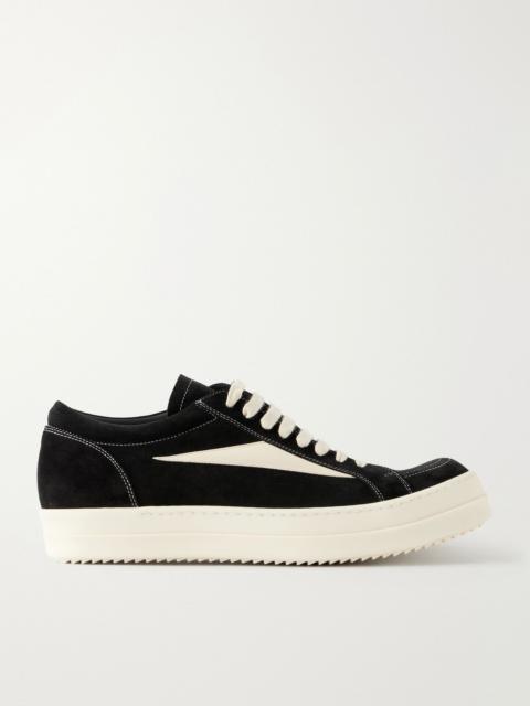 Rick Owens Vintage Full-Grain Leather-Trimmed Suede and Rubber Sneakers Black