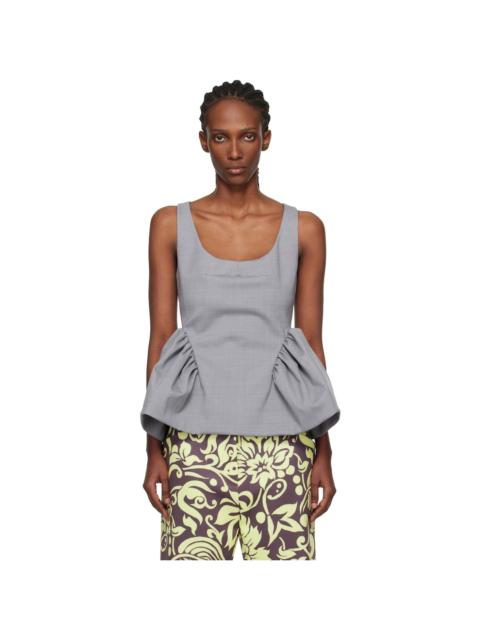 Dries Van Noten Gray Wool Peplum Blouse