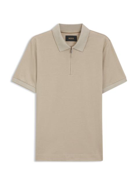 BOSS MERCERIZED-COTTON POLO SHIRT WITH ZIPPER PLACKET